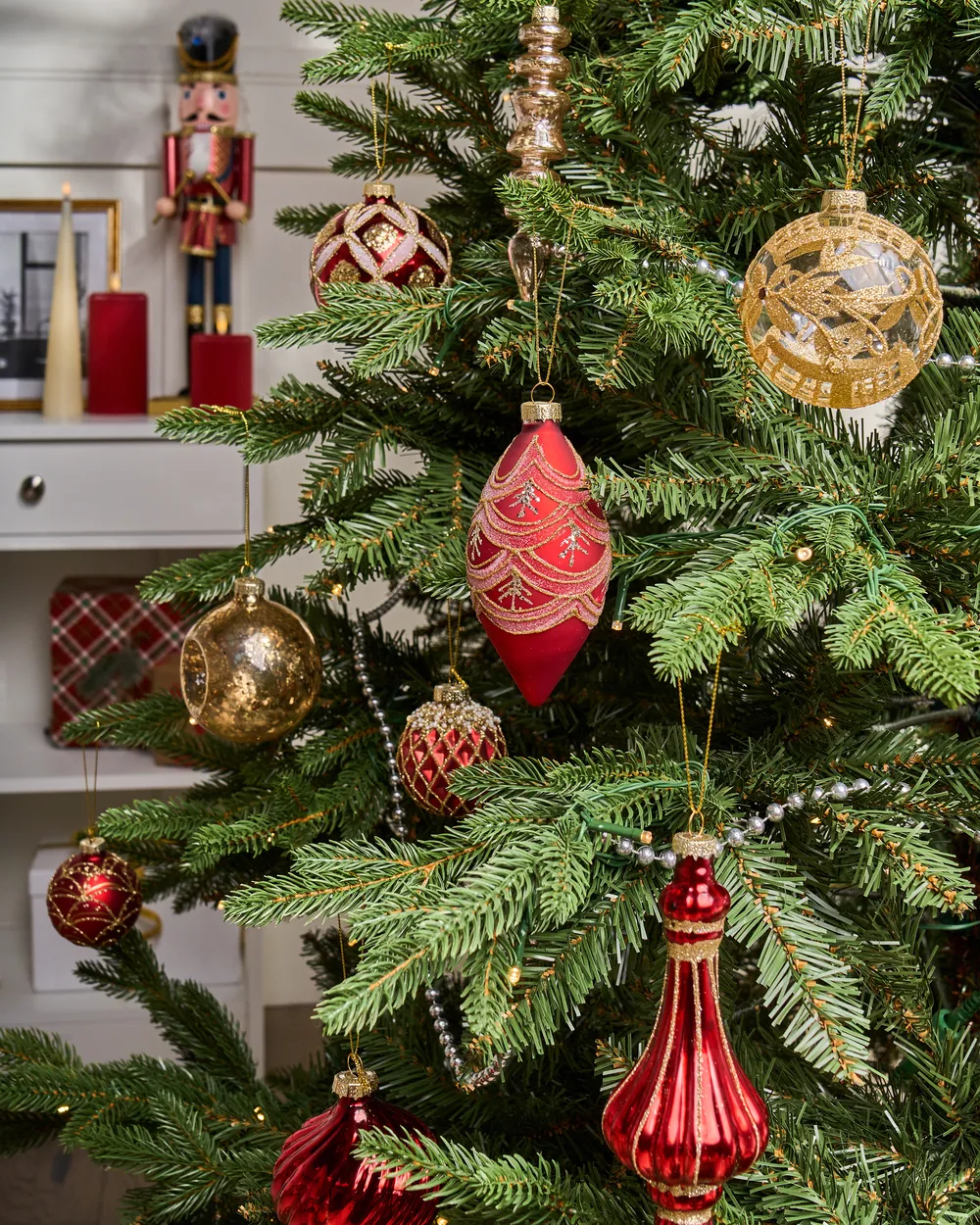 Weihnachtskugel 50er Set SPARKLE Glas Rot / Gold_1027930