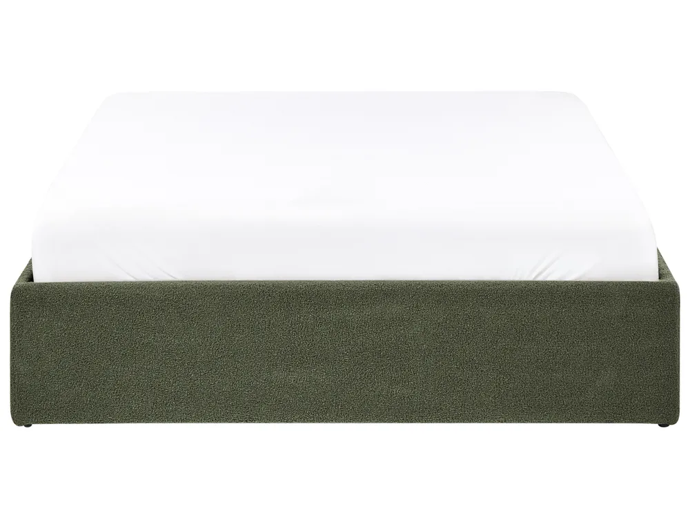 Ottoman Bed without Headboard DINAN Boucle Dark Green 140 x 200 cm (EU Double)_992122