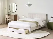 Bed with Storage Drawers LONZAC Velvet Off-White 140 x 200 cm (EU Double)_1014764