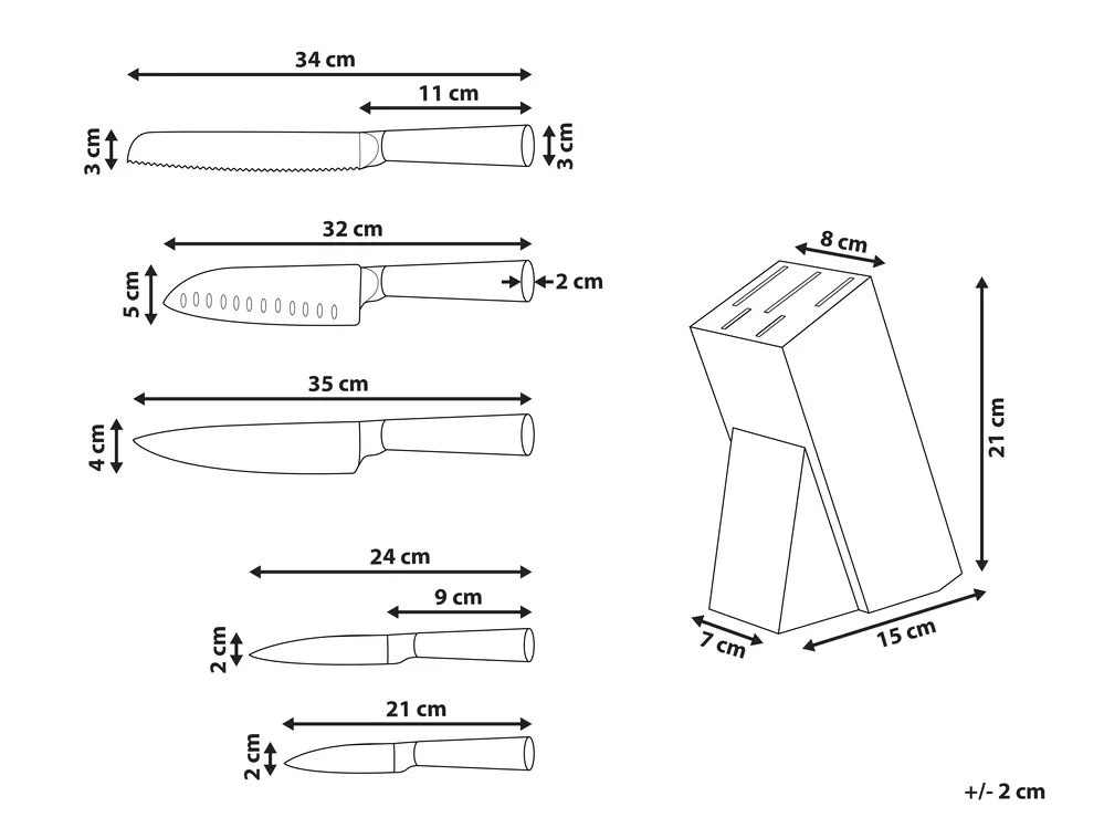 Set of 5 Knives in Block TOCHIGI Brown_1022806
