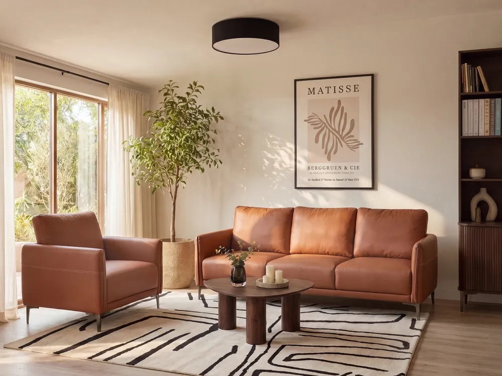 Sofa 3 Seater CILENS Fabric Golden Brown_1120285
