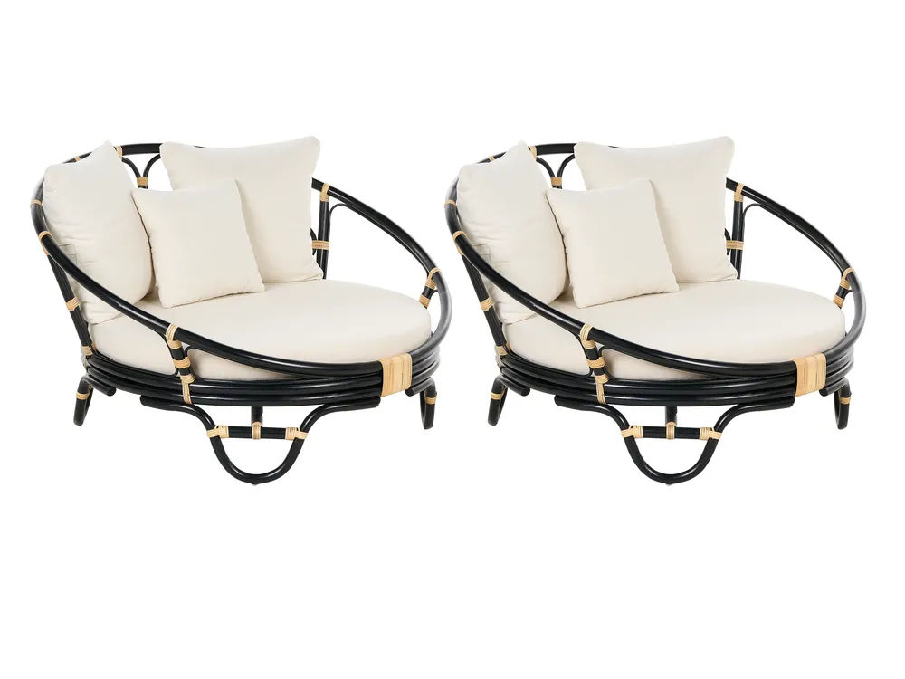 Sonneninsel 2er Set ROSSANO Rattan Schwarz