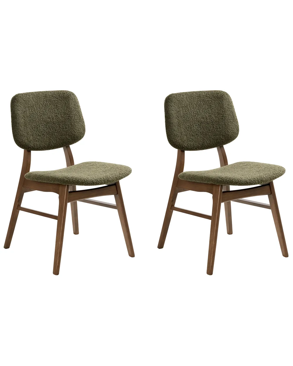 Set of 2 Dining Chairs ELAINE Boucle Dark Brown/ Green_1015947