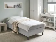 Boxspringbett ohne Kopfteil Stoff COUNTESS 90 x 200 cm Hellgrau_1054347