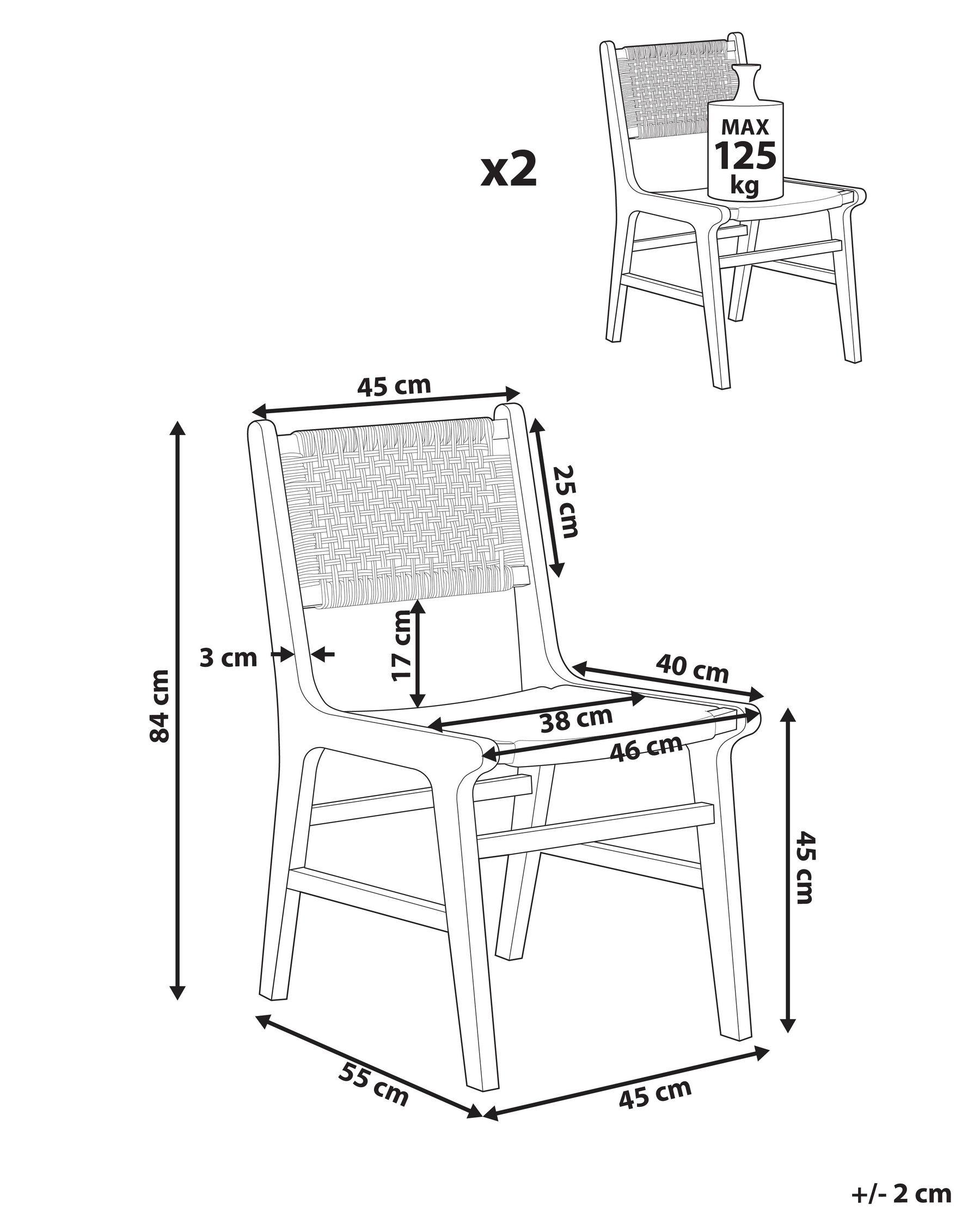 Esszimmerstuhl 2er Set OZELLA Holz Braun / Beige_1064540