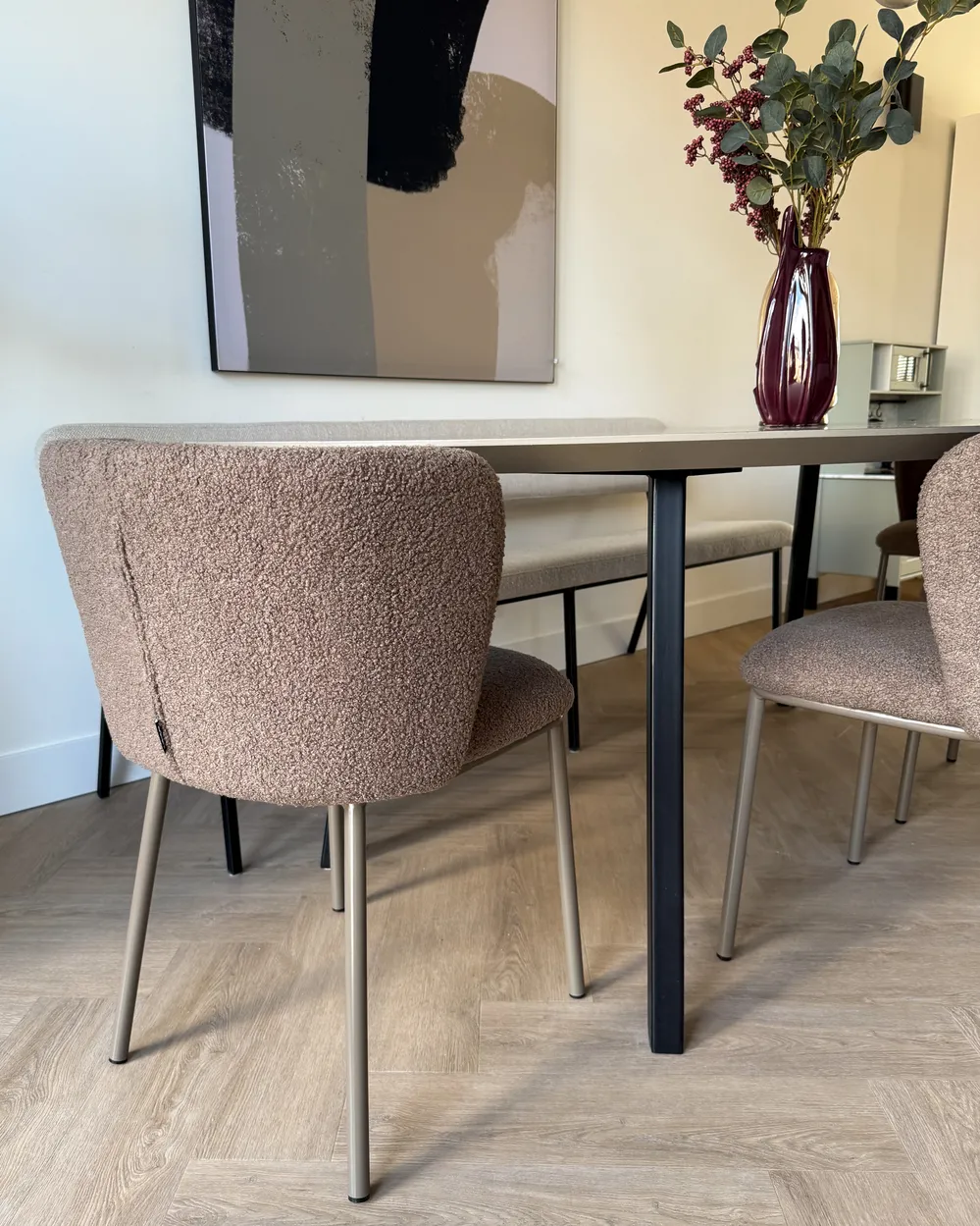 Set of 2 Dining Chairs MINA II Boucle Light Brown_973862