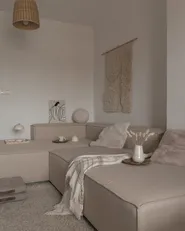 Modul Ecksofa 3-Sitzer APRICA Kunstleinen Beige rechtsseitig_973086