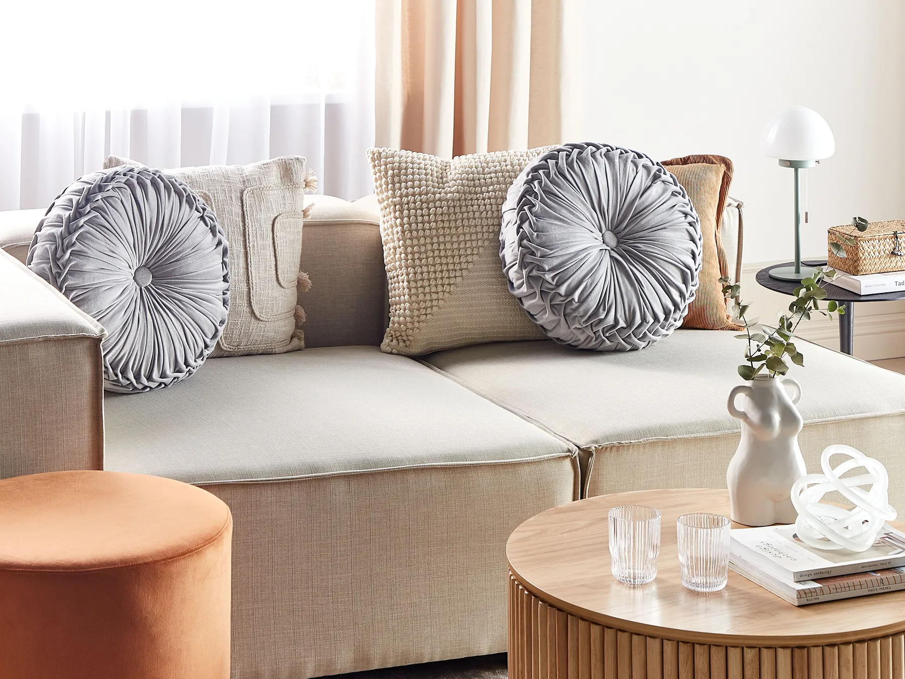 Throw Cushion UDALA 40 x 40 cm Velvet Grey Solid_854720