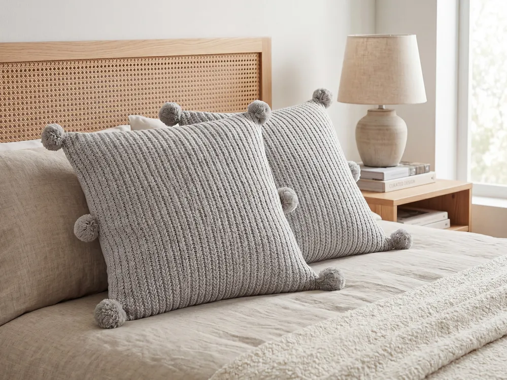 Dekokissen 2er Set OCOTEA 45 x 45 cm Baumwolle Grau Ohne Muster
