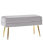 Banc de rangement rembourré DURHAM Velours Gris_1194804