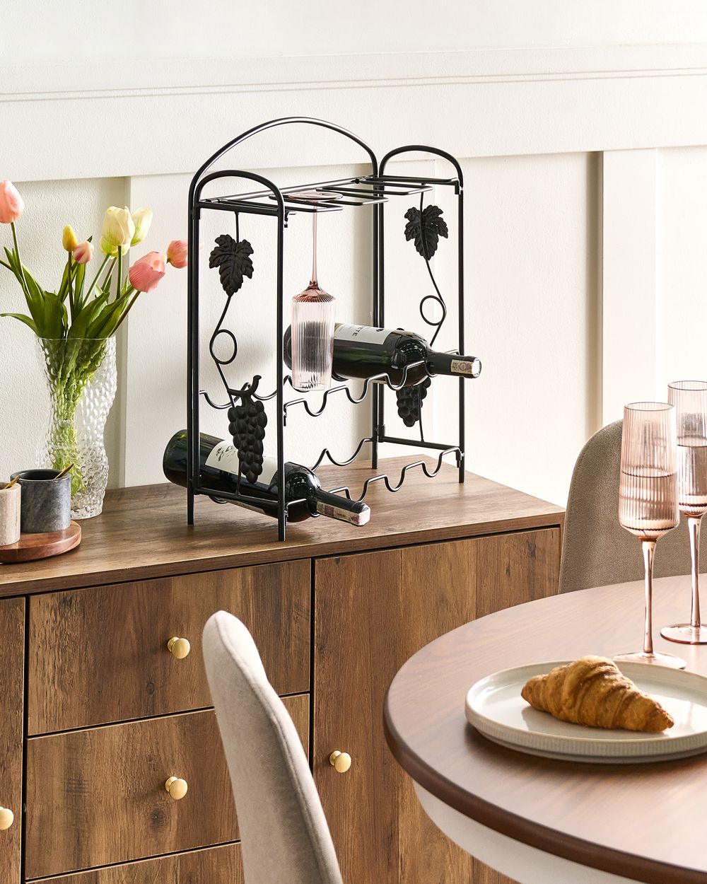 Wine Rack DONEGAL Metal Black