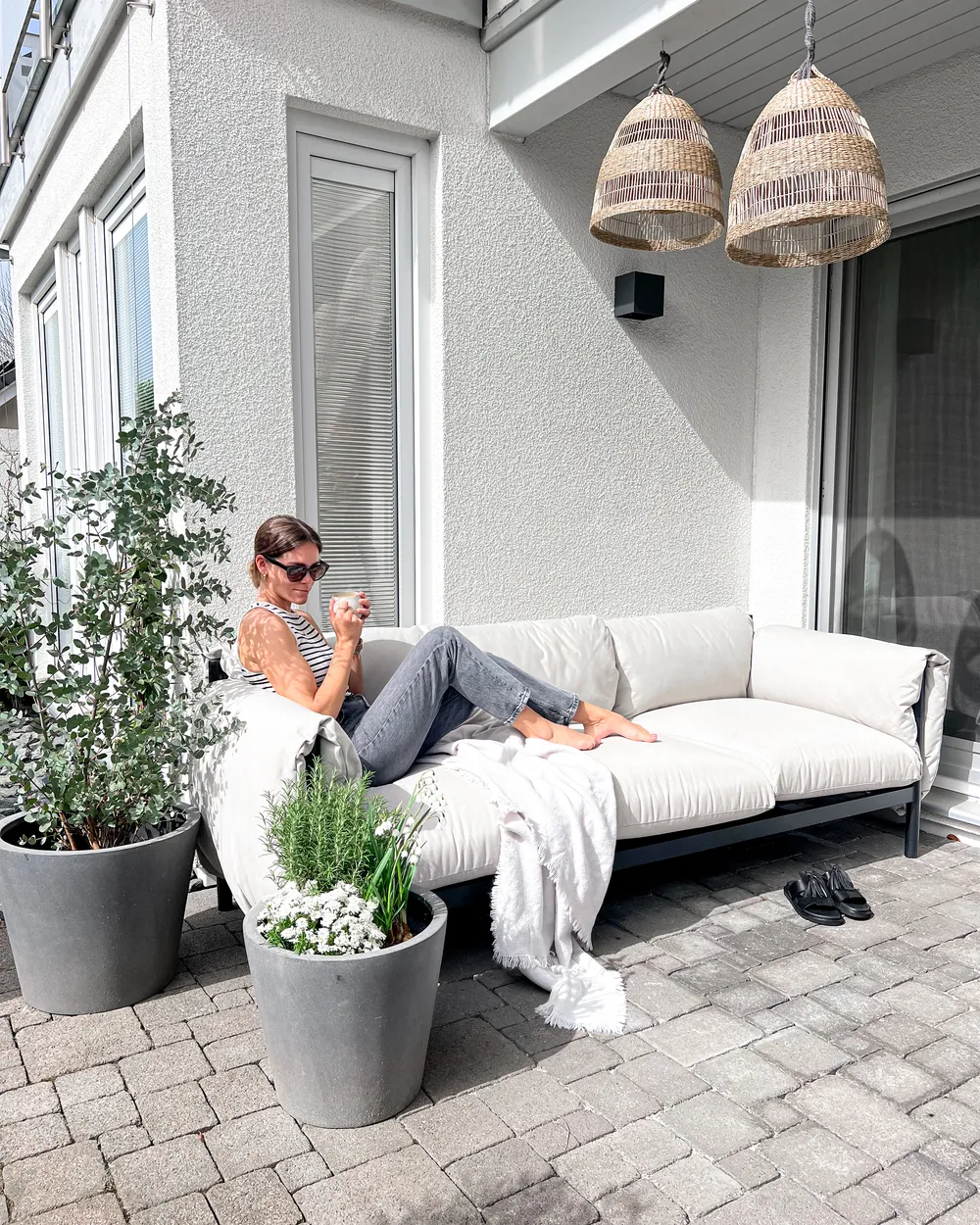 Gartensofa Set 5-Sitzer ESPERIA Metall Grau_924478
