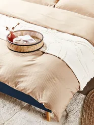 Blanket ACACIA Cotton 130 x 160 cm Beige_830505