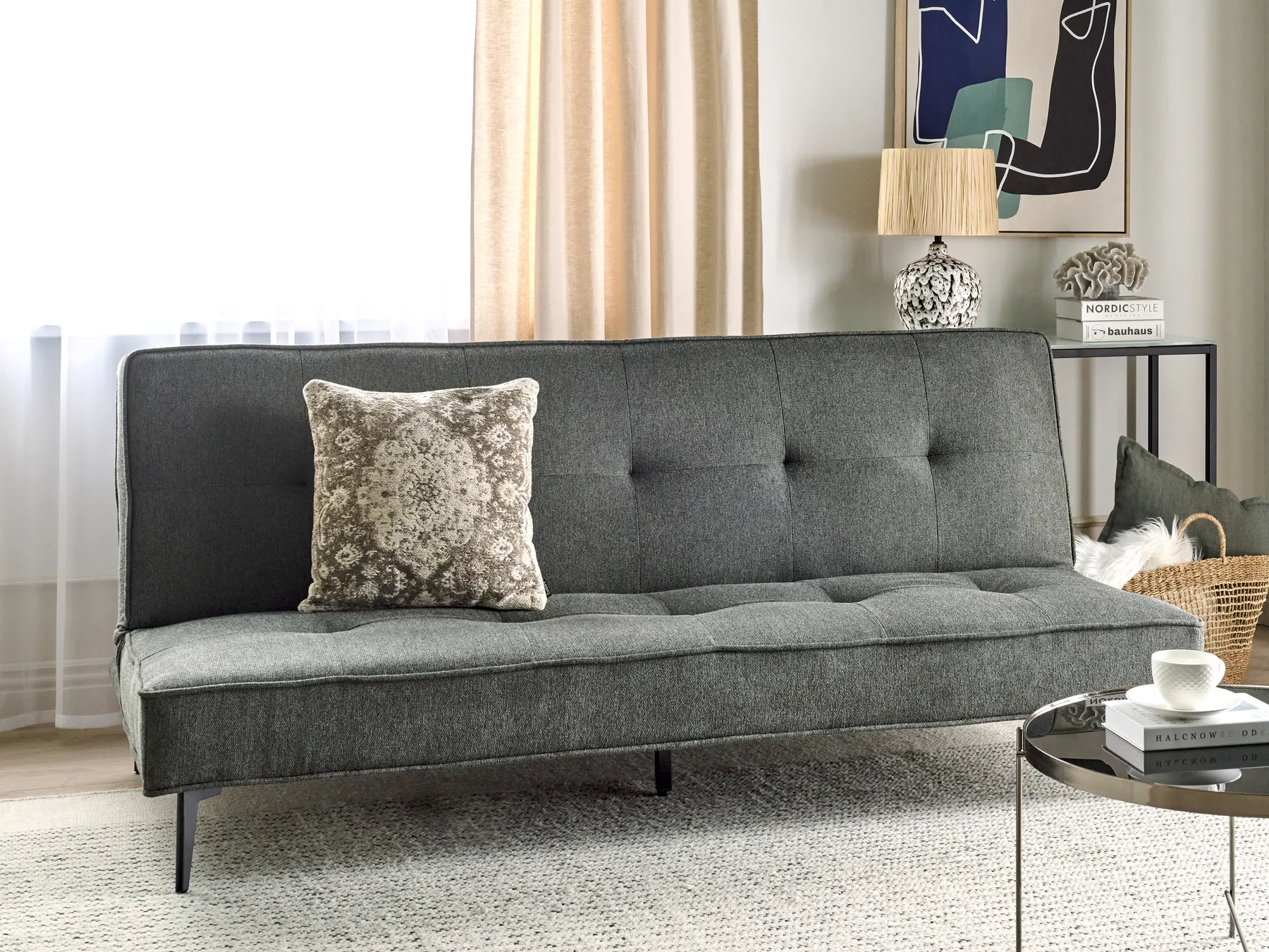 Schlafsofa 3-Sitzer ESSVIK Stoff Dunkelgrau_894364
