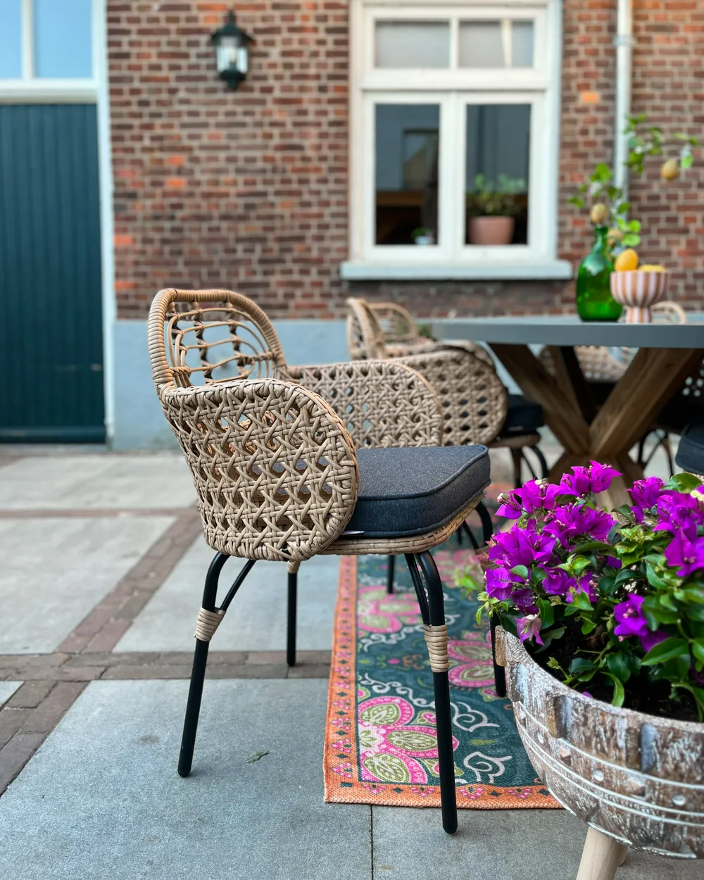 Set mit 6 Stühlen und Sitzkissen PRATELLO Polyrattan Naturfarben_983007