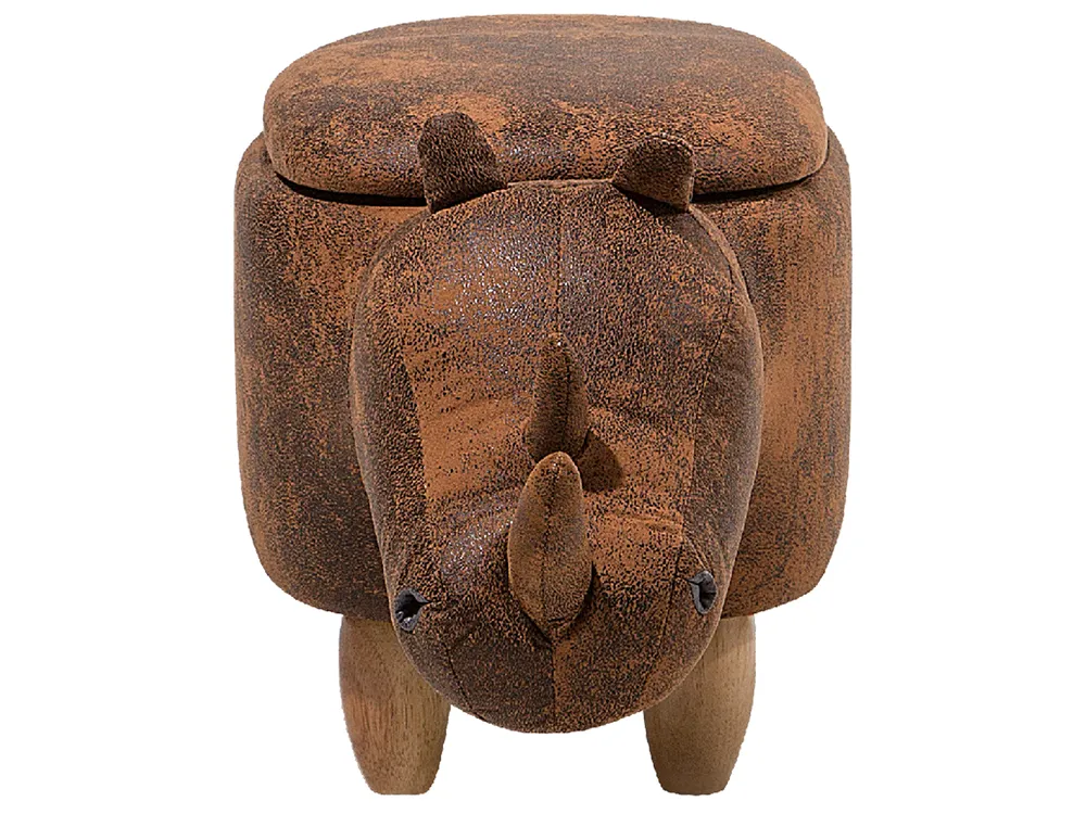 Storage Animal Stool RHINO Rhino Faux Leather Light Brown_710467