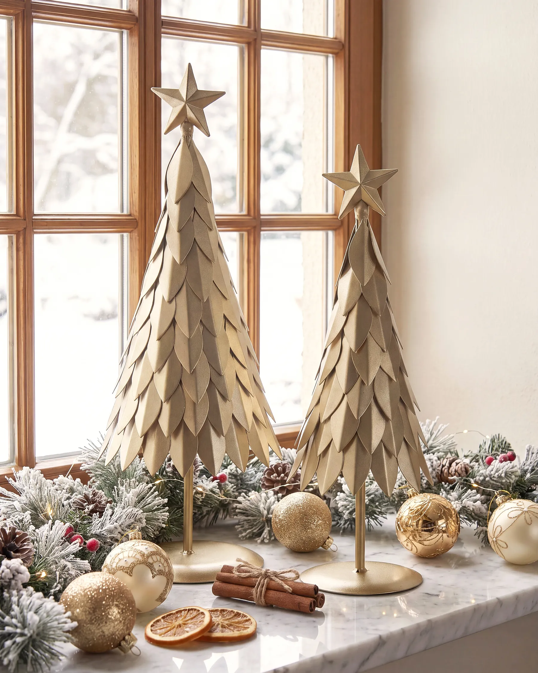 Set of 2 Figurines KEMIJOKI 41/48 cm Christmas Tree Gold_1156601