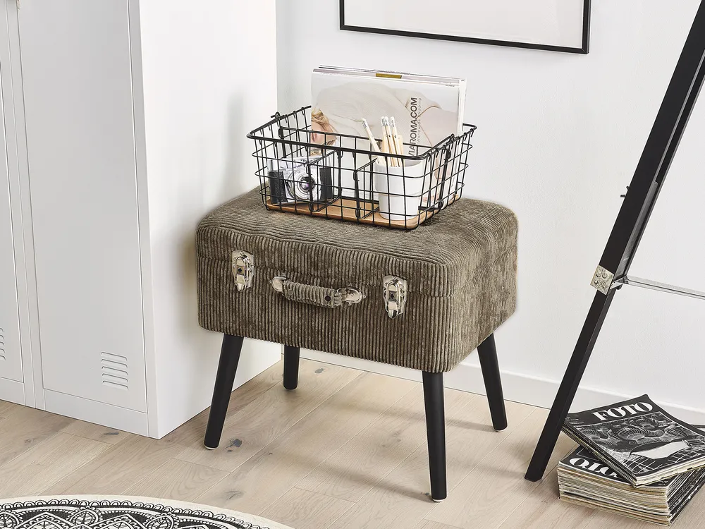 Hocker mit Stauraum MALLARD Cord Hellbraun