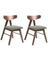 Set of 2 Dining Chairs LACOTA Wood Brown/ Green