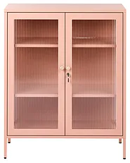 Vitrine mit Glastüren HARLYN  90 cm Metall Pfirsichrosa_1160805