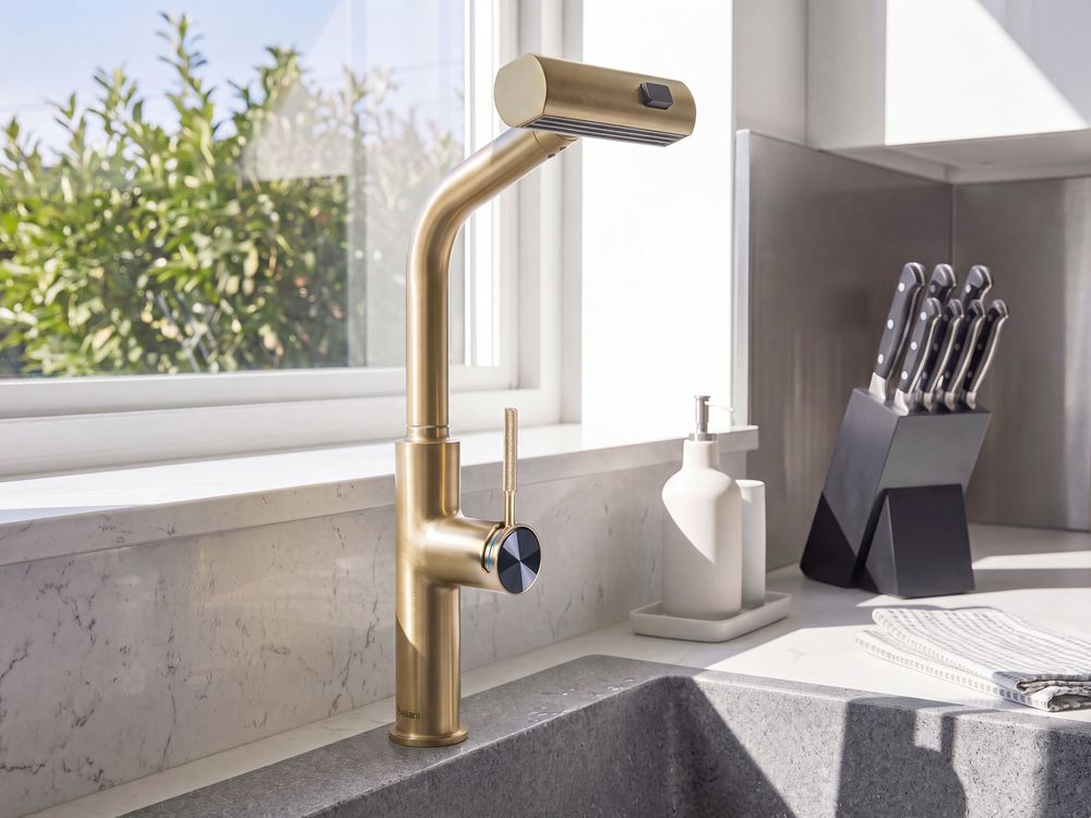 Kitchen Pull Out Tap PEGUCHE Gold
