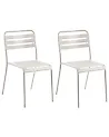 Gartenstuhl 2er Set LEFKADA Metall Hellbeige