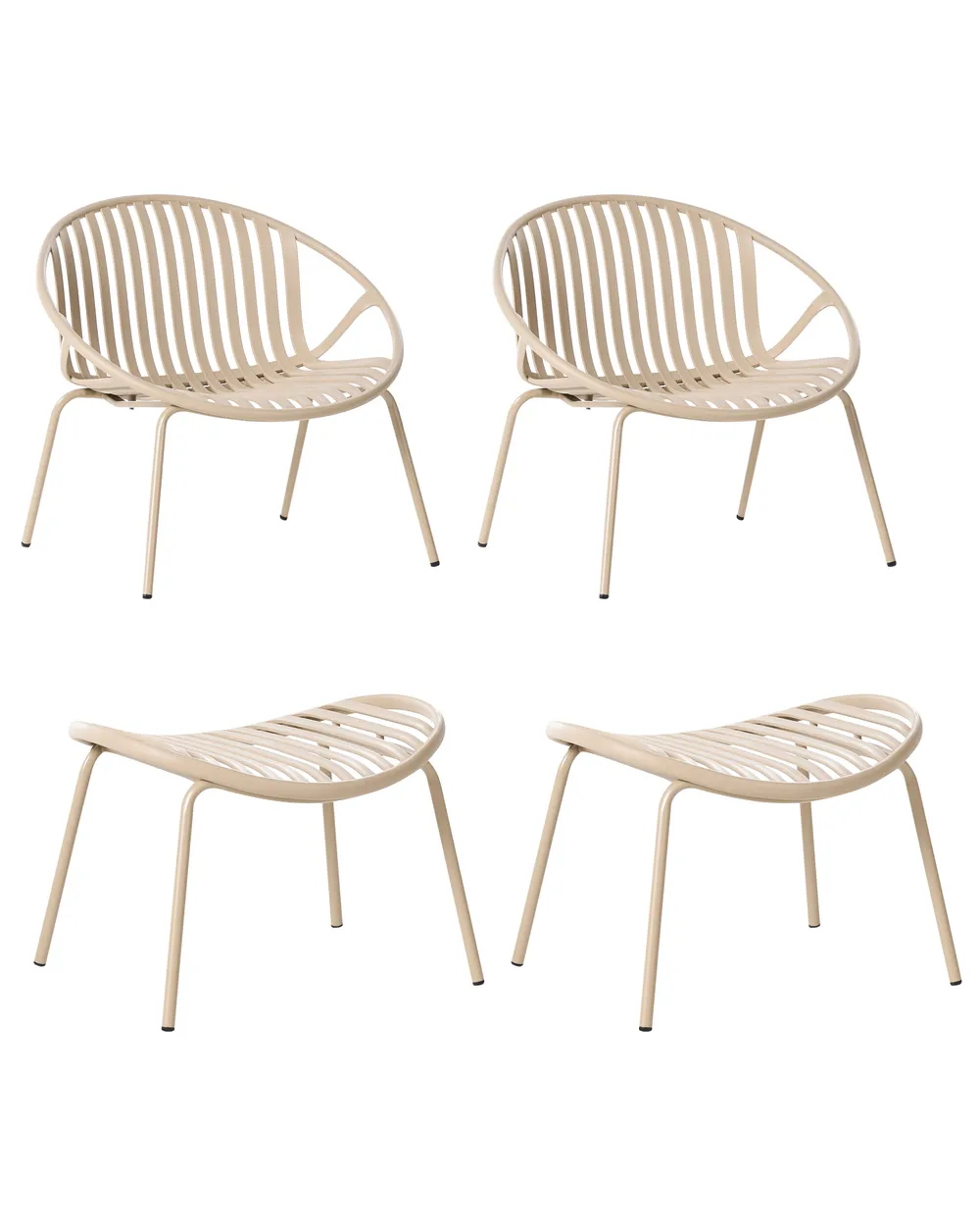 Gartenstuhl 2er Set CASPERIA mit Fußstütze Hellbeige