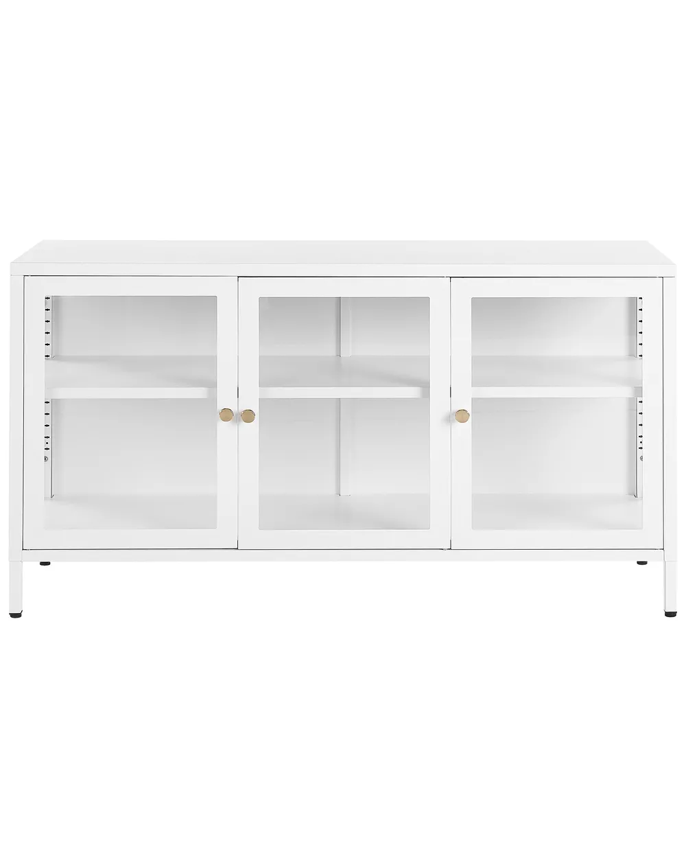 Sideboard mit Glastüren NEWPORT 115 cm Metall Weiß_830341