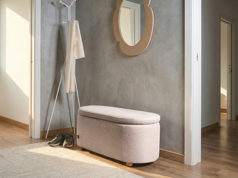 Polsterbank mit Stauraum HAYWARD Stoff 98 cm Beige