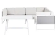 Garten Ecksofa mit Tisch 6-Sitzer CASTELLA/FRATTE Metall Cremeweiß linksseitig_932047
