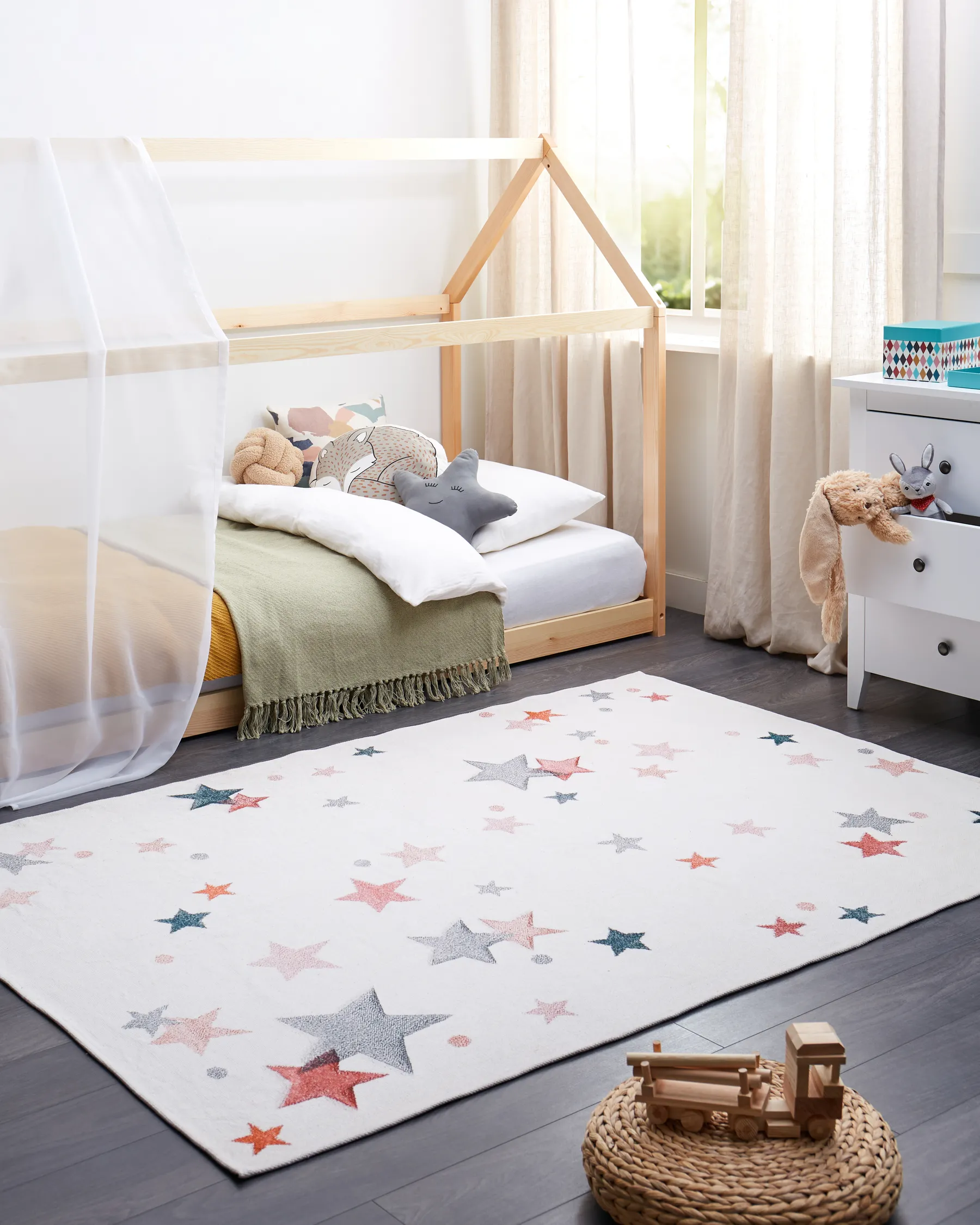 Kinderteppich ALPOUD Weiß 140 x 200 cm Baumwolle_906536
