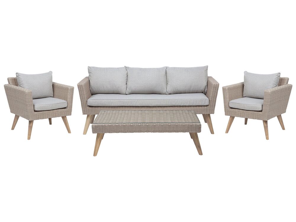 Loungeset met tafel 5-zits VITTORIA PE rotan Grijs