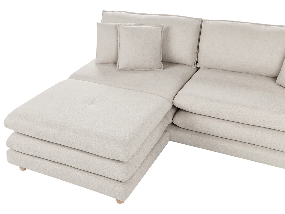 Sofa 2-Sitzer HEDEN mit Ottomane Stoff Hellbeige_950604
