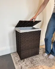 Laundry Basket with Lid MUCUBAJI Fabric Dark Brown 83 L_1082377