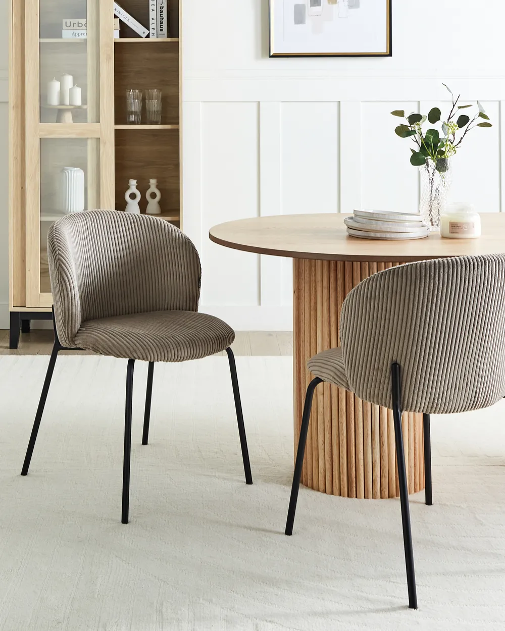 Esszimmerstuhl 2er Set MILES Cord Taupe