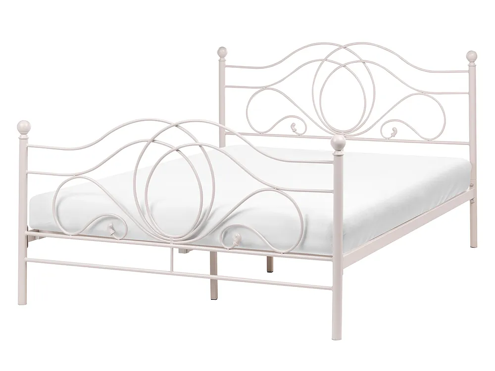Bett mit Lattenrost Metall LYRA 140 x 200 cm Hellbeige