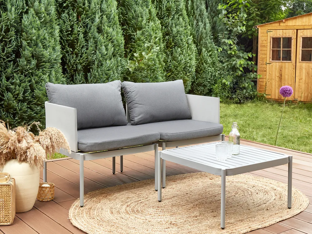 Lounge Set mit Tisch 2-Sitzer TERRACINA Metall Hellgrau_863605