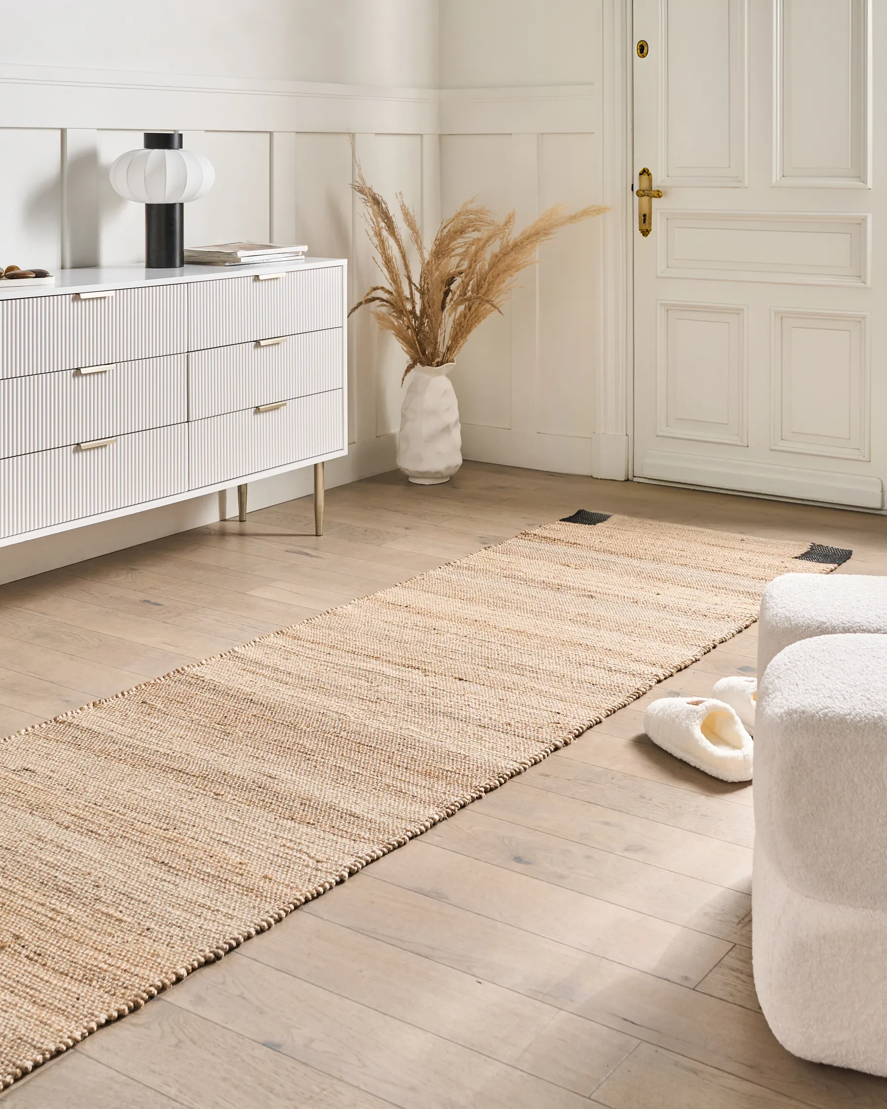 Teppich AMRAVATI Schwarz / Beige 80 x 300 cm Jute_1040138