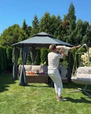 Pavillon PORTEL 350 cm 350 cm Metall Graphitgrau_1131367