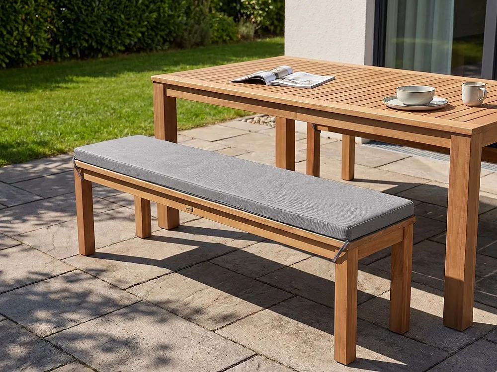 Gartenbank mit Auflage MONSANO 170 cm Eukalyptusholz Grau