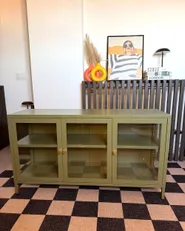 Sideboard mit Glastüren NEWPORT 115 cm Metall Grün_1173979