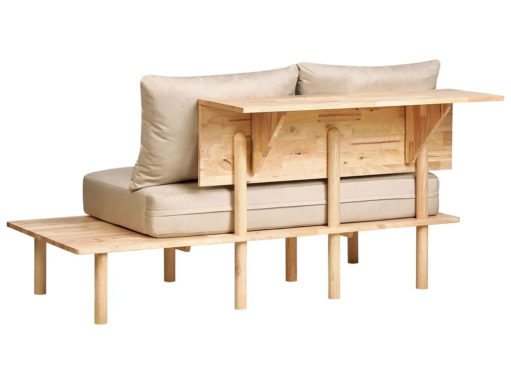 Sofa 2-Sitzer SALO mit Tischen Stoff Beige_932615