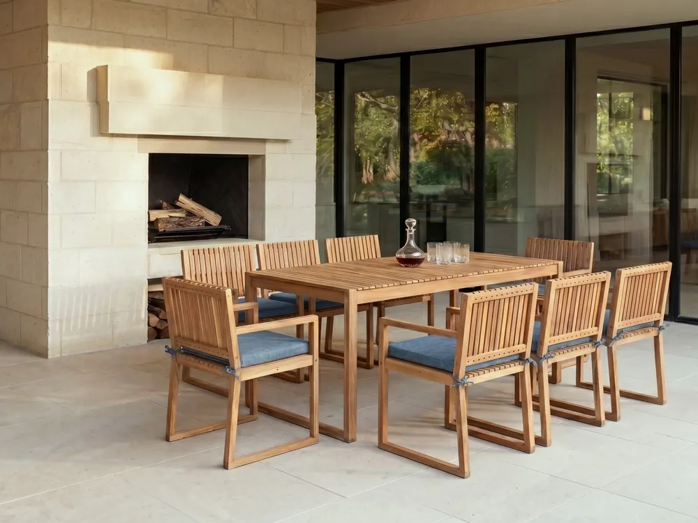 Gartenmöbel Set 8-Sitzer SASSARI PREMIUM zertifiziertes Akazienholz Blau