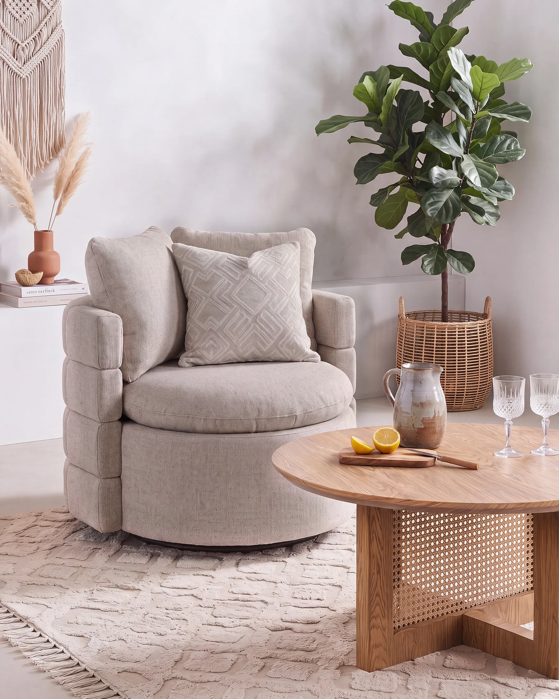Drehsessel RANDERS mit Stauraum Stoff Beige_1063348