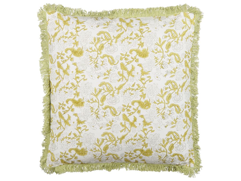 Throw Cushion FILIX 45 x 45 cm Cotton Green Floral Pattern