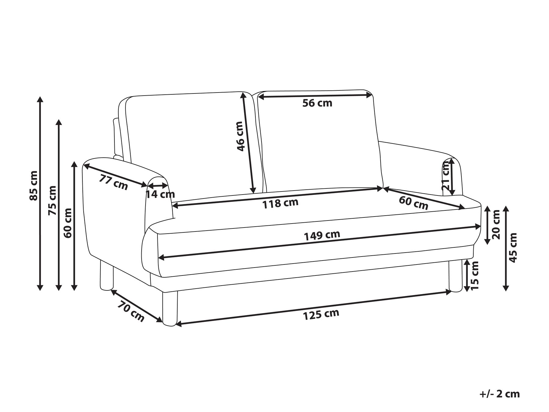 Sofa 2-Sitzer TUVE Stoff Cremeweiß_911561