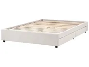 Bett mit Schubladen ohne Kopfteil PRADES Stoff Hellbeige 160 x 200 cm_996138