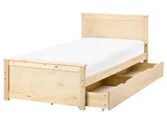 Bett mit 2 Schubladen DAUPHIN Kiefernholz Hellbraun 90 x 200 cm_1059763