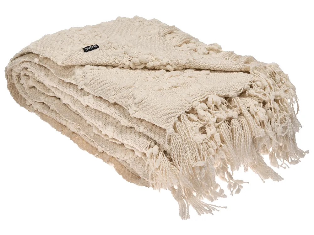 Kuscheldecke VELLA Stoff 150 x 200 cm Cremeweiß