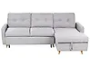 Corner Sofa Bed 4 Seater FLAKK with Storage Fabric Light Grey Left Hand